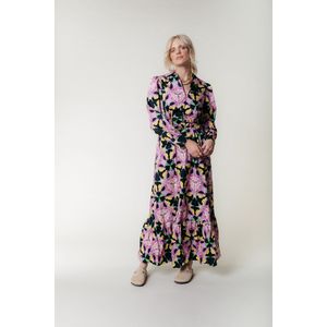 Colourful Rebel Davina Graphic Flower Maxi Dress LS - M