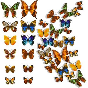 24 stuks 3D decoratieve vlinder-muurstickers met magnetische afneembare vlinders - ideaal voor decoraties (realistisch)
