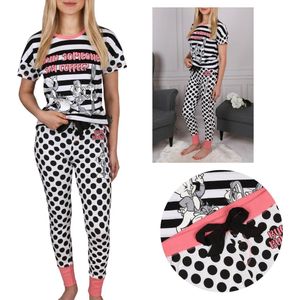 Looney Tunes Bugs Bunny - Zwart-witte katoenen damespyjama met lange broek / XS