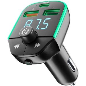 Auto FM-zender voor het afspelen van muziek in de auto, 20W autolader, snelladen 3.0 - zwart