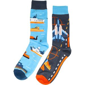 Sokken - Airforce - Katoen - Uniseks - Schoenmaat 38-45 Funny Blauw Oranje Wit Luchtmacht Marine