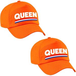 2x stuks queen pet / cap oranje - Koningsdag/ EK/ WK - Holland supporter petje / baseball cap
