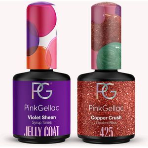 Pink Gellac Jelly Coat Gellak Set - Violet Sheen & Copper Crush - 2 x 15ml Gel Nagellak - Gel Nagels Producten Voordeel Bundel
