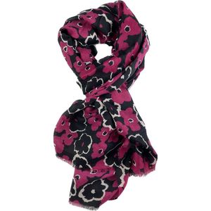Vrolijke sjaal met klaprozen in 6 kleuren van 50% katoen en 50% viscose