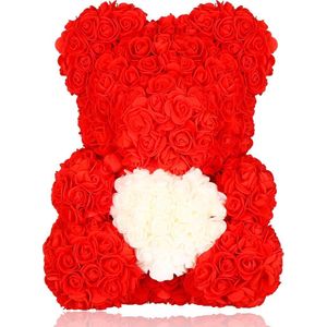 Rozen Beer Rood 30 cm | Rozenbeer liefdes Teddybeer voor jou geliefde | Rose Bear Knuffelbeer | Groot I Love You knuffel beertje | Cadeau Rozen teddy
