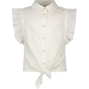 Meisjes blouse met knoop - Off wit