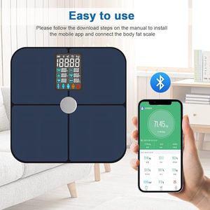 Digitale intelligente weegschaal voor lichaamsgewicht, groot display, persoonlijke weegschaal, lichaamssamenstelling, gesynchroniseerd met smartphone-app