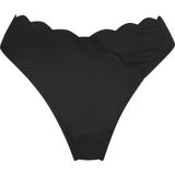 Hunkemöller Dames Badmode Hoog uitgesneden bikinibroekje Scallop - Zwart - Maat M