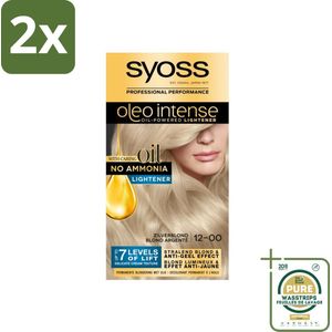 SYOSS - Oleo Intense 12-00 - Haarverf - Permanente Haarkleuring - Zilverblond - Langdurige Kleur - Voordeelverpakking - 2 stuks - Koele blondtint - Ammoniakvrij