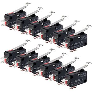12pcs Micro Limit Switch Long Hinge Bending Lever Arm SPDT Momentary Snap Action Switch for Arduino V-154-1C25
