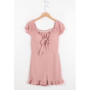 Mooie jumpsuit met strik vooraan - roze - one size (36-40)