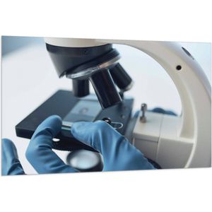 Vlag - Laboratorium - Apparaat - Microscoop - Handschoenen - 150x100 cm Foto op Polyester Vlag