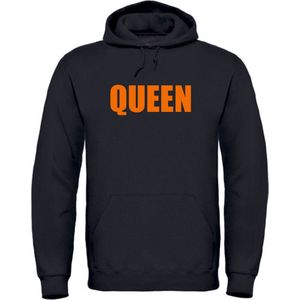 Koningsdag hoodie zwart 3XL - Queen - soBAD. | Oranje hoodie dames | Oranje hoodie heren | Oranje sweater | Koningsdag