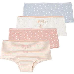 Set van 4 Shorties - Meisjes - Katoen - Gestreept en Hartjesprint