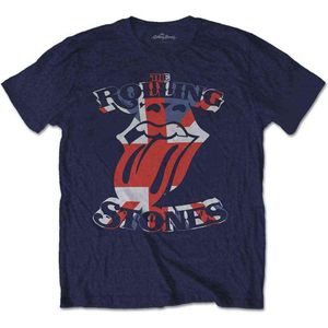 The Rolling Stones - British Flag Tongue Heren T-shirt - XL - Blauw