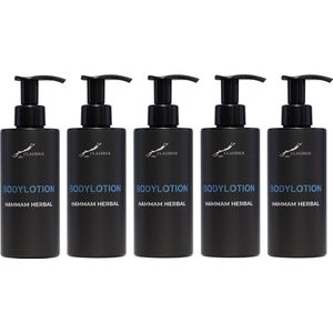 Bodylotion Hammam Herbal 300 ml - met pomp - zwarte fles - set van 5 stuks - Voordeelverpakking