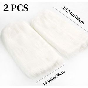 Witte warme beenwarmers voor dames - 40 cm met harige schoenovertrekken - Pluche leggings en sokken voor herfst en winter
