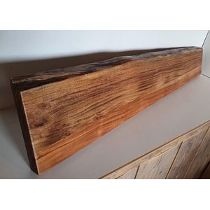 Wandplank Boomstam Acaciahout | 70 x +-20cm | Transparante Lak | Hardhout | Muurplank | Plank aan de Muur | Industrieel | Boekenplank | Loft | Landelijk | Acacia | Harder dan Eiken