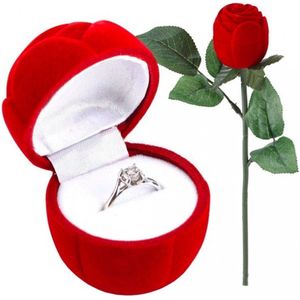 Ringdoosje roos incl. GRATIS ring - aanzoek - verloving - bruiloft - huwelijksaanzoek - Valentijn cadeau - sieradendoos - ring - cadeau