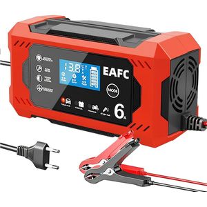 EAFC - Druppellader 12V 6A - Acculader voor Auto Motor Boot & Camper - Rood