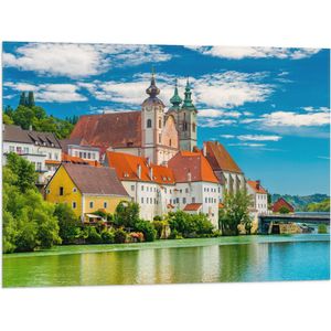 Vlag - Saint-Michael Kerk in Oostenrijk - 80x60 cm Foto op Polyester Vlag