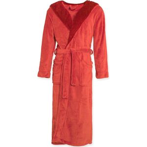 Badjas met capuchon XL in bordeaux microvezel voor dames en heren