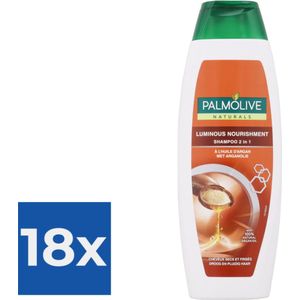Palmolive Shampoo - 2 in 1 Luminous Nourishment Argan Oil 350 ml - Voordeelverpakking 18 stuks