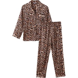 Emilie collection - pyjama - pyjamaset lang - panterprint - Satijn - S