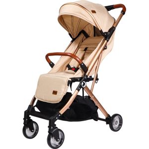 Ding Vivo Wandelwagen - Beige/Rose - Inklapbare buggy - Inclusief boodschappenmandje en zonnekap