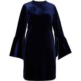 Usha - Cocktailjurk - Marine - Fluweel/Nicky Velours - Korte Lengte - Lange Mouw