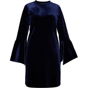 Usha - Cocktailjurk - Marine - Fluweel/Nicky Velours - Korte Lengte - Lange Mouw