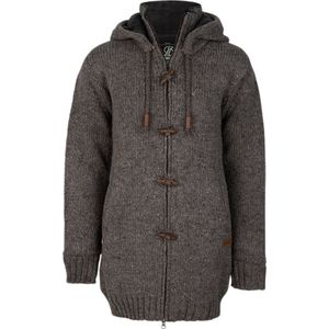 Gebreid Wollen Dames Vest van Schapenwol met Polyester Fleece voering en afneembare capuchon - SHAKALOHA - W Woodcord DLX LBrown S