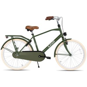 SJOEF City Jongensfiets 22 inch - Kinderfiets voor jongens van 7 tot 9 jaar - Army Green