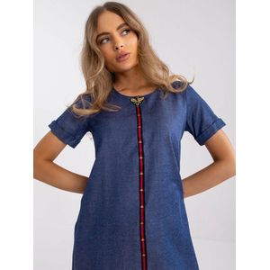 Dames Denim Blauwe Mini Jurk met Korte Mouwen Maat 38