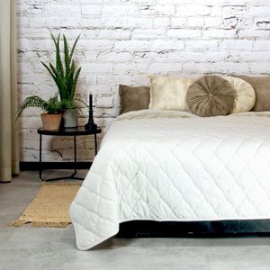 JENNY - Bedsprei - Ruitmotief - Heerlijk zacht - Dove white -240x280