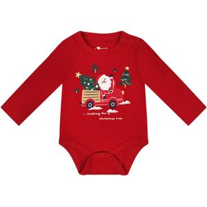 Kerst Romper Looking For A Christmas Tree Rood - Maat 56 - 100% katoen - Rompertjes baby kleding babykleding jongens meisjes