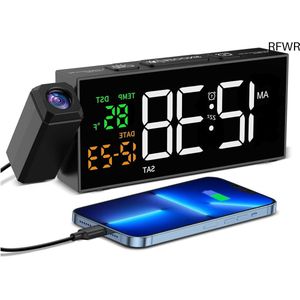 RFWR® Digitale wekker met projectie en groot display voor optimale slaapcomfort