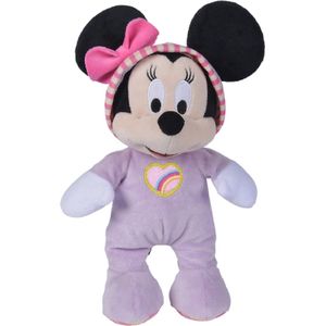 Minnie Mouse in Pyjama - Disney Pluche Knuffel 30 cm {Disney Plush Toy | Speelgoed knuffelpop knuffeldier voor kinderen jongens meisjes - Mickey Mouse Minnie Mouse Pluto Donald Duck - Romper Baby}