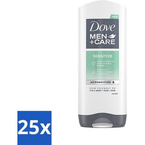 Dove - Shower Gel - 3-in-1 - Men Care Sensitive - Verfrissend en zacht - 400 ml - Bulkverpakking - 25 stuks