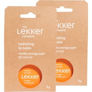 The Lekker Company lippenbalsem orange vanilla swirl duoverpakking