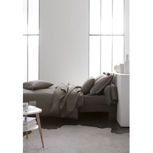 Dekbedovertrek Uni taupe katoen