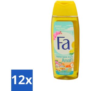 12 x Fa - Douchegel - Mediterranean Jewels Amalfi - Orchidee & Citrus - Frisse & Tropische Geur - Verfrissend - 250 ml - Douchegel - Fa - Orchidee - Citrus - Tropische Geur