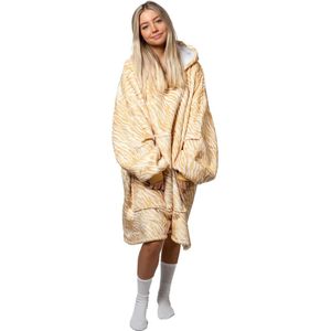 Noony Golden Tiger oversized hoodie deken - Plaids met mouwen - Fleece deken met mouwen - Ultrazachte binnenkant - Hoodie blanket - Snuggie - One size fits all