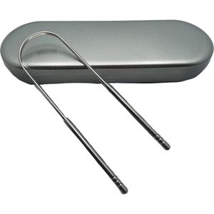 oDaani Tongschraper met Luxe Opbergcase - Mondverzorging – Tongreiniger – Zilverkleurig