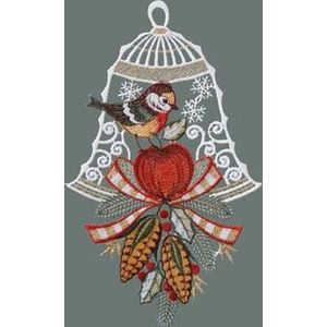 Kerst - Raamdecoratie - Klok met vogel