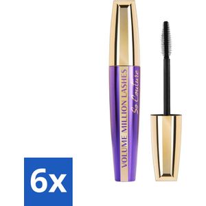 6 x L'Oréal Paris - Mascara - Volume Million Lashes So Couture - Zwart - 9,2 ml - L'Oréal Mascara - Mascara Volume - Mascara Zwart - Volumineuze Mascara - Mascara Voor Lange Wimpers