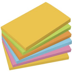 Sigel memoblaadjes - 75x125mm - 6x100 vel geel - groen - oranje - roze - blauw - SI-BA127