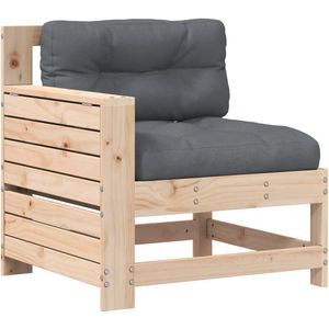 vidaXL Tuinbank - Tuinbanken - Tuinmeubel - Loungestoel Tuin - Tuinbank met armleuning en kussen massief grenenhout