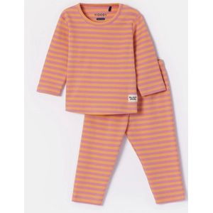 Woody pyjama baby unisex - roze/oranje gestreept - 252-10-BPB-Q/947 - maat 68