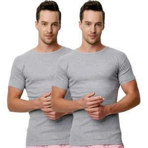 2 Pack Top kwaliteit T-Shirt - 100% Katoen - Grijs - Maat XL
